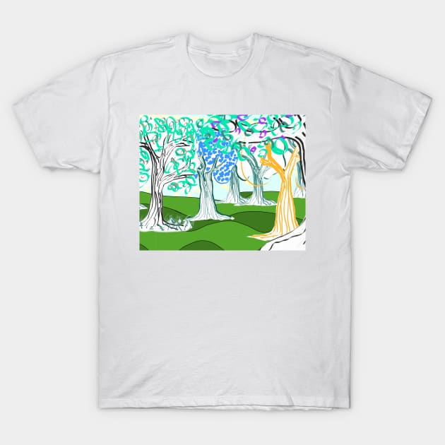 Imaginary forest landscape T-Shirt by GribouilleTherapie